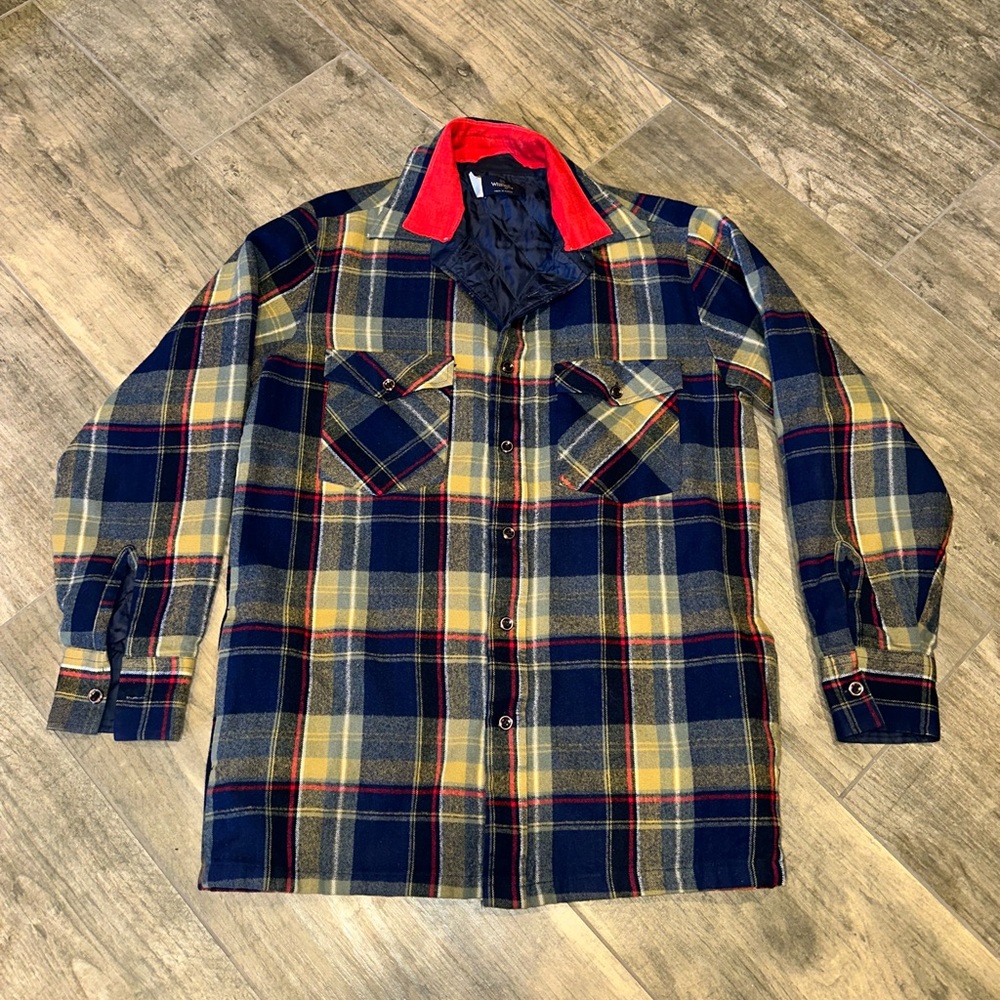 Wrangler Vintage Mens Insulated Flannel Quilt Lined Jacket Shirt